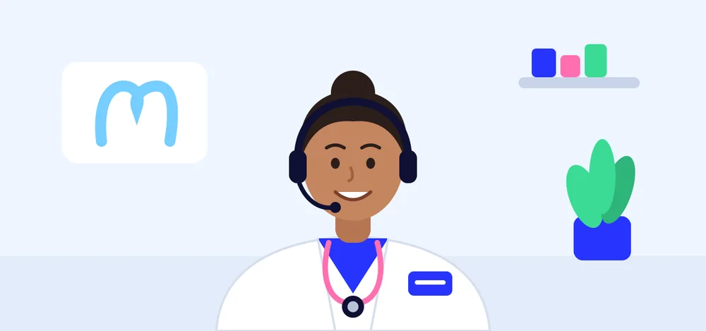 Pediatra da Mediquei com headset atendendo por vídeo